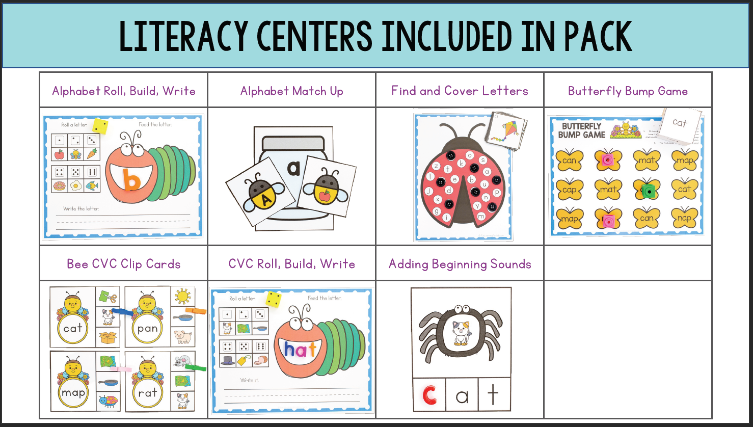 Insect Math & Literacy Centers for Preschool, Pre-K & Kindergarten