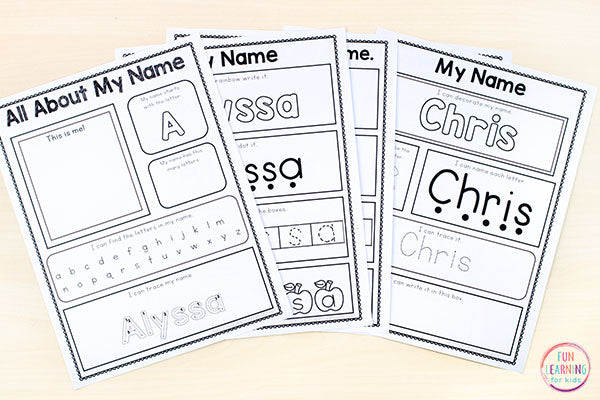 Editable Name Writing Practice Activities