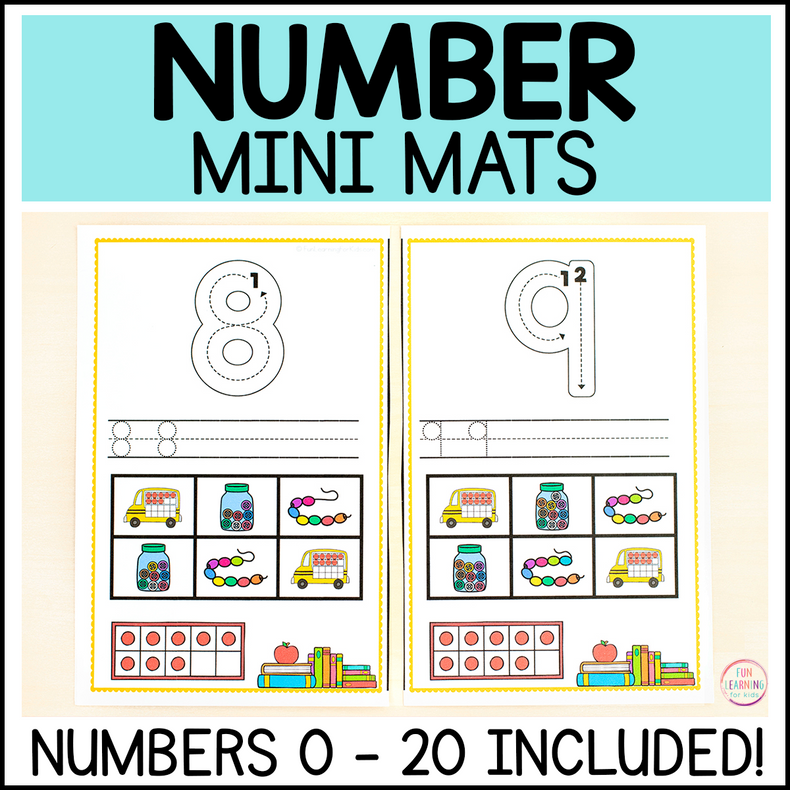 Back to School Number Sense Mini Mats for Math Centers & Building Number Sense