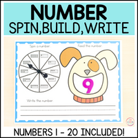 Number Identification and Counting Spin, Build and Write Mats for Math Centers