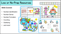 Number Mats and Number Worksheets - NO PREP Number Sense Activities