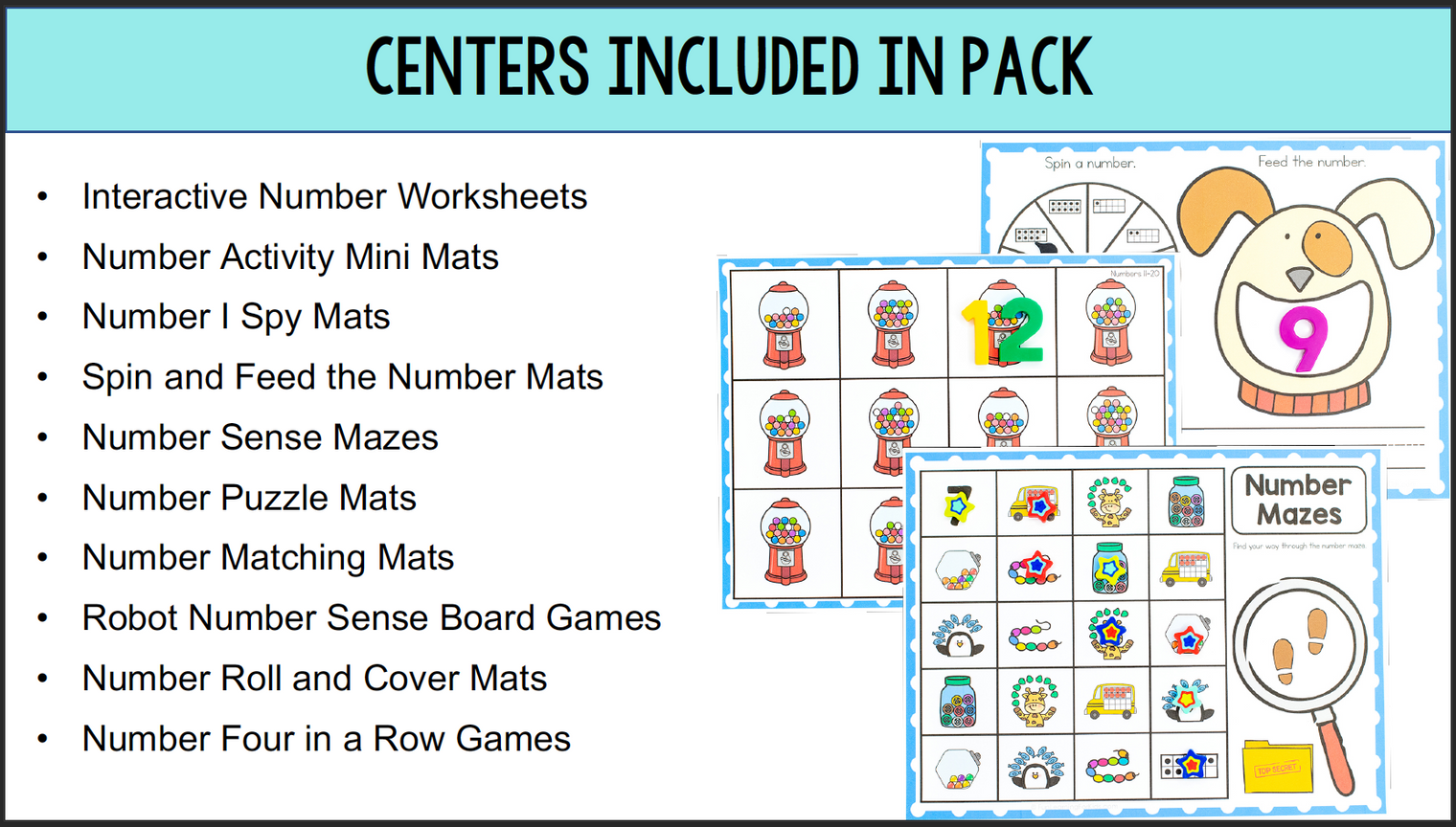 Number Mats and Number Worksheets - NO PREP Number Sense Activities