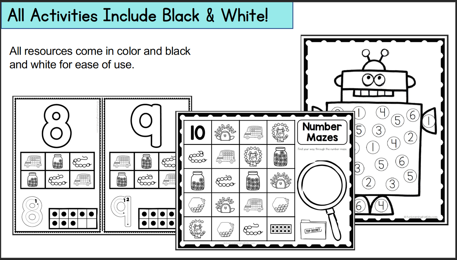 Number Mats and Number Worksheets - NO PREP Number Sense Activities