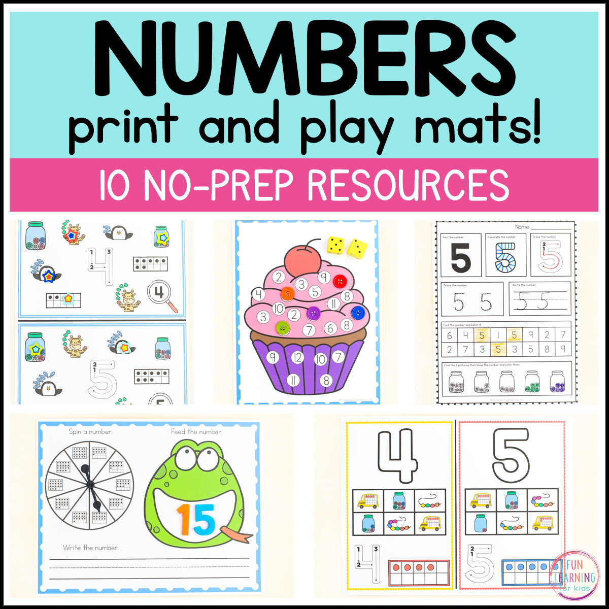 Number Mats and Number Worksheets - NO PREP Number Sense Activities