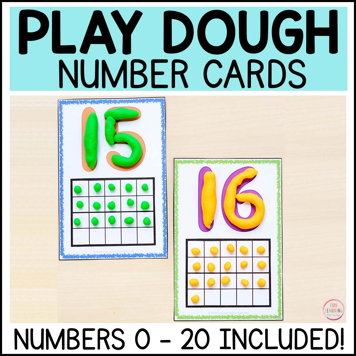 Play Dough Number Cards 0 - 20