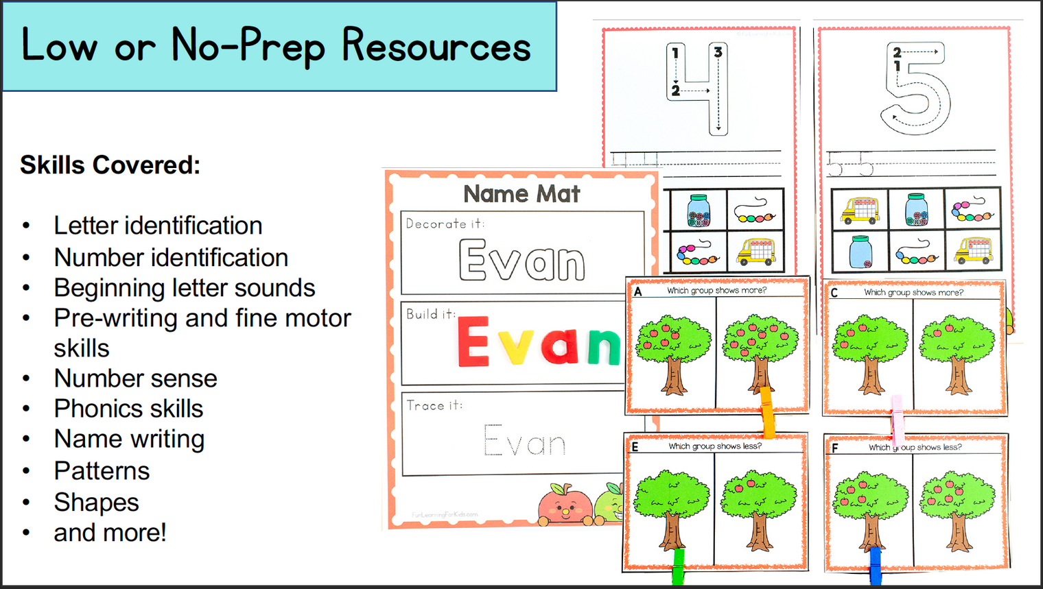 Apple Theme Math and Literacy Centers for Pre-K and Kindergarten