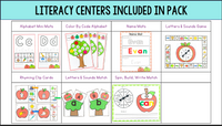 Apple Theme Math and Literacy Centers for Pre-K and Kindergarten