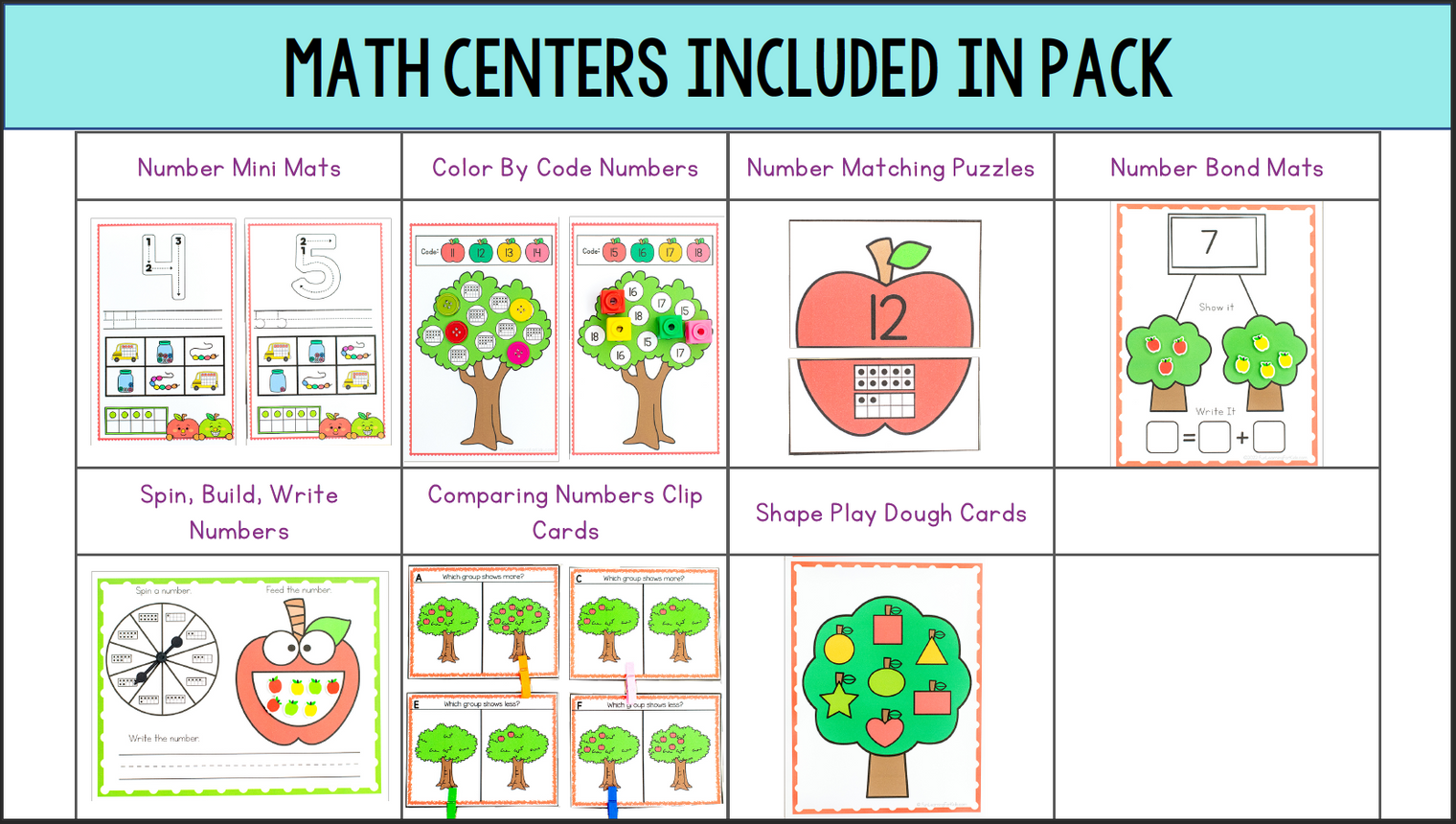 Apple Theme Math and Literacy Centers for Pre-K and Kindergarten