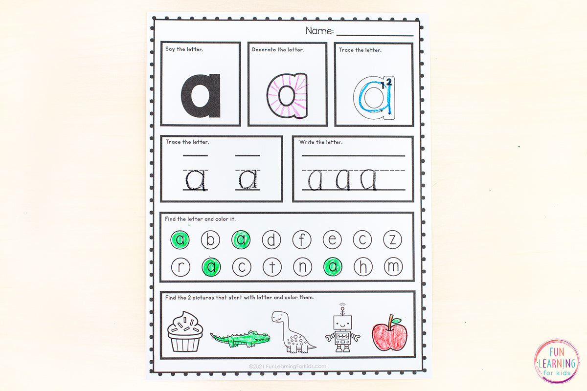 Alphabet Mats and Alphabet Worksheets for Letters and Beginning Sounds - NO PREP