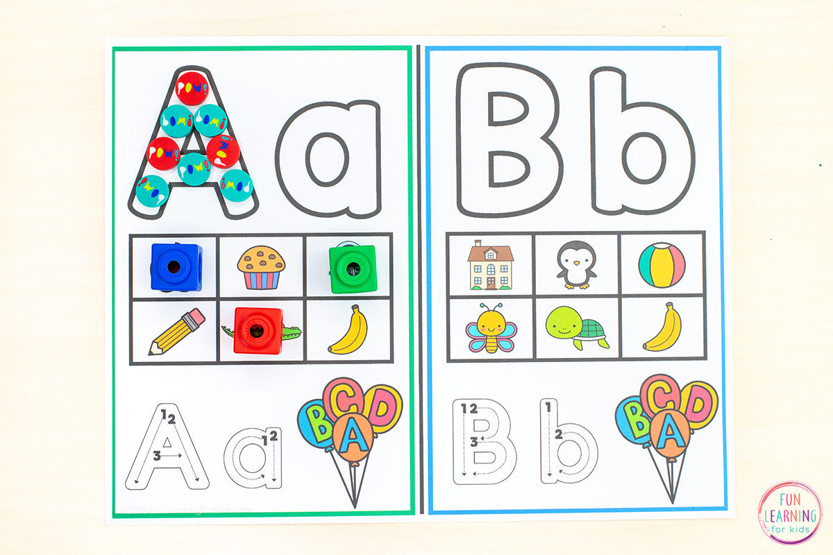 Alphabet Mats and Alphabet Worksheets for Letters and Beginning Sounds - NO PREP