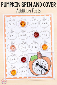 Differentiated Pumpkin Spin and Cover Math and Literacy Activities