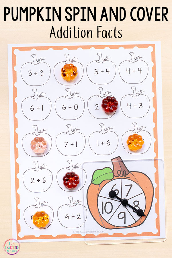 Differentiated Pumpkin Spin and Cover Math Activities