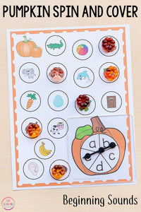 Differentiated Pumpkin Spin and Cover Math and Literacy Activities