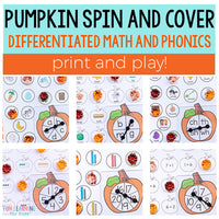 Differentiated Pumpkin Spin and Cover Math and Literacy Activities