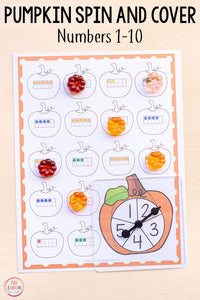 Differentiated Pumpkin Spin and Cover Math and Literacy Activities