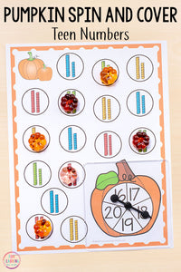 Differentiated Pumpkin Spin and Cover Math and Literacy Activities