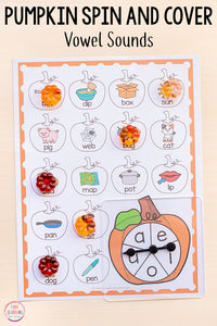 Differentiated Pumpkin Spin and Cover Math and Literacy Activities