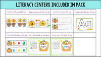 Pumpkin Theme Fall Math and Literacy Centers for Preschool, Pre-K & Kindergarten