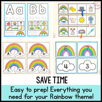 Rainbow Theme Math & Literacy Centers for Preschool, Pre-K & Kindergarten