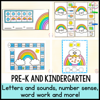 Rainbow Theme Math & Literacy Centers for Preschool, Pre-K & Kindergarten