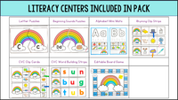 Rainbow Theme Math & Literacy Centers for Preschool, Pre-K & Kindergarten