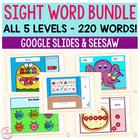 Sight Word Games Mega Bundle | 5 Activities - Pre-Primer through Third Grade | Google Slides and Seesaw