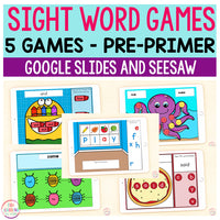 Sight Word Games | 5 Activities - Pre-Primer | Google Slides and Seesaw