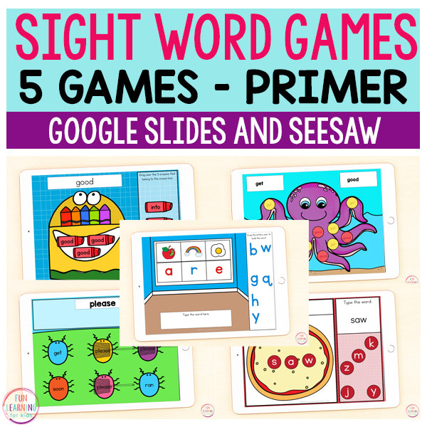 Sight Word Games | 5 Activities - Primer | Google Slides and Seesaw