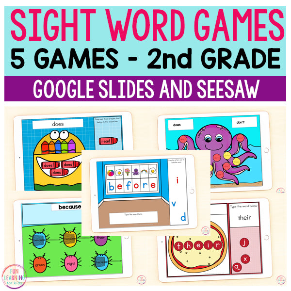 Sight Word Games | 5 Activities - Second Grade | Google Slides and Seesaw