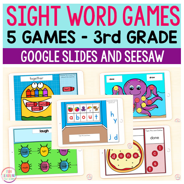 Sight Word Games | 5 Activities - Third Grade | Google Slides and Seesaw