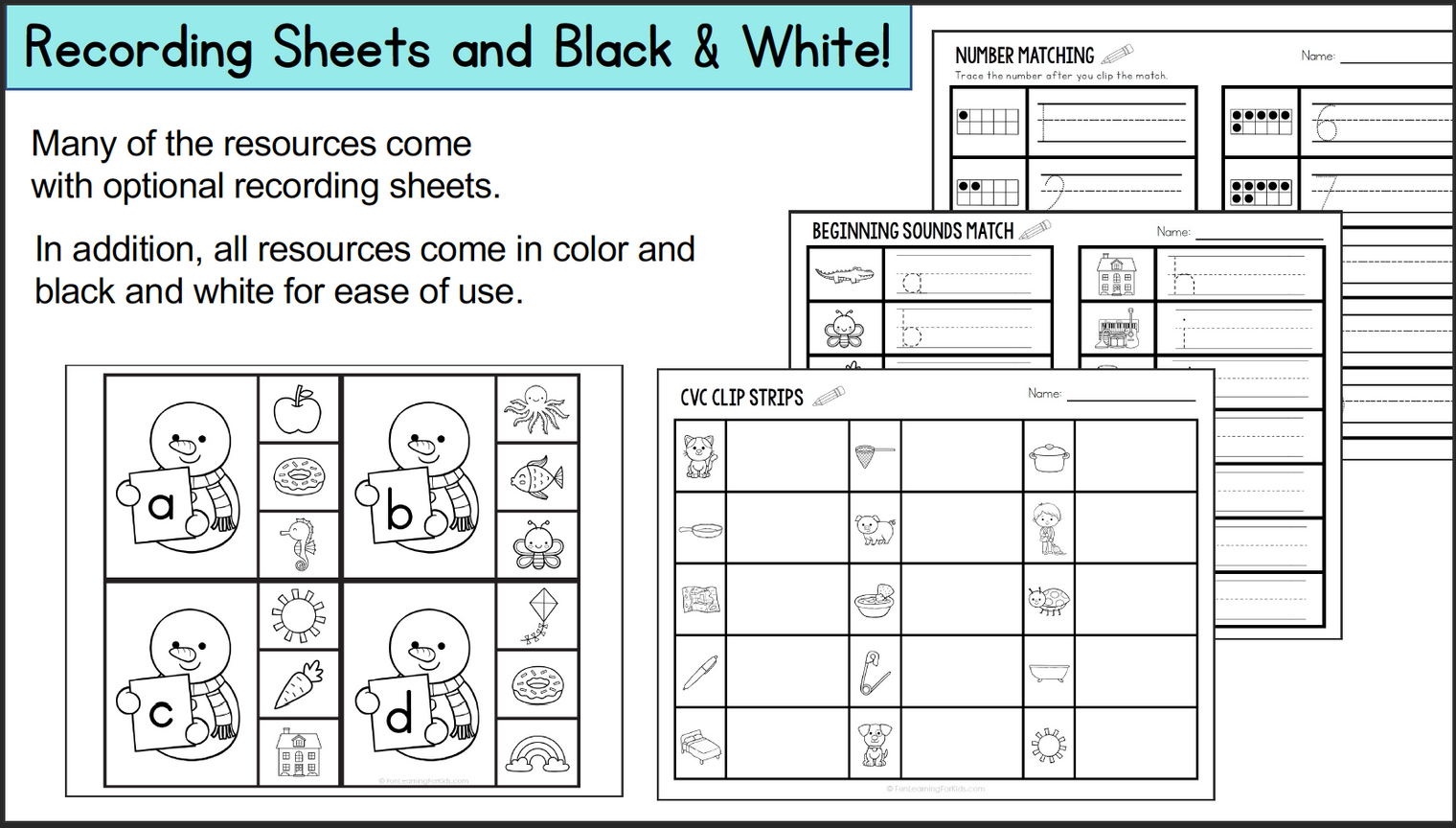 Snowman Theme Math & Literacy Centers for Preschool, Pre-K & Kindergarten