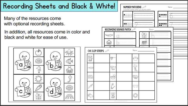 Snowman Theme Math & Literacy Centers for Preschool, Pre-K & Kindergarten