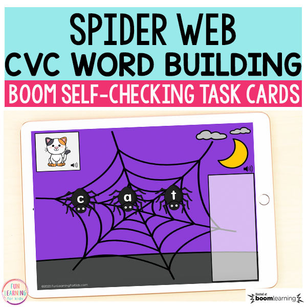 Spider Web CVC Word Building Boom Cards™ | Digital Task Cards