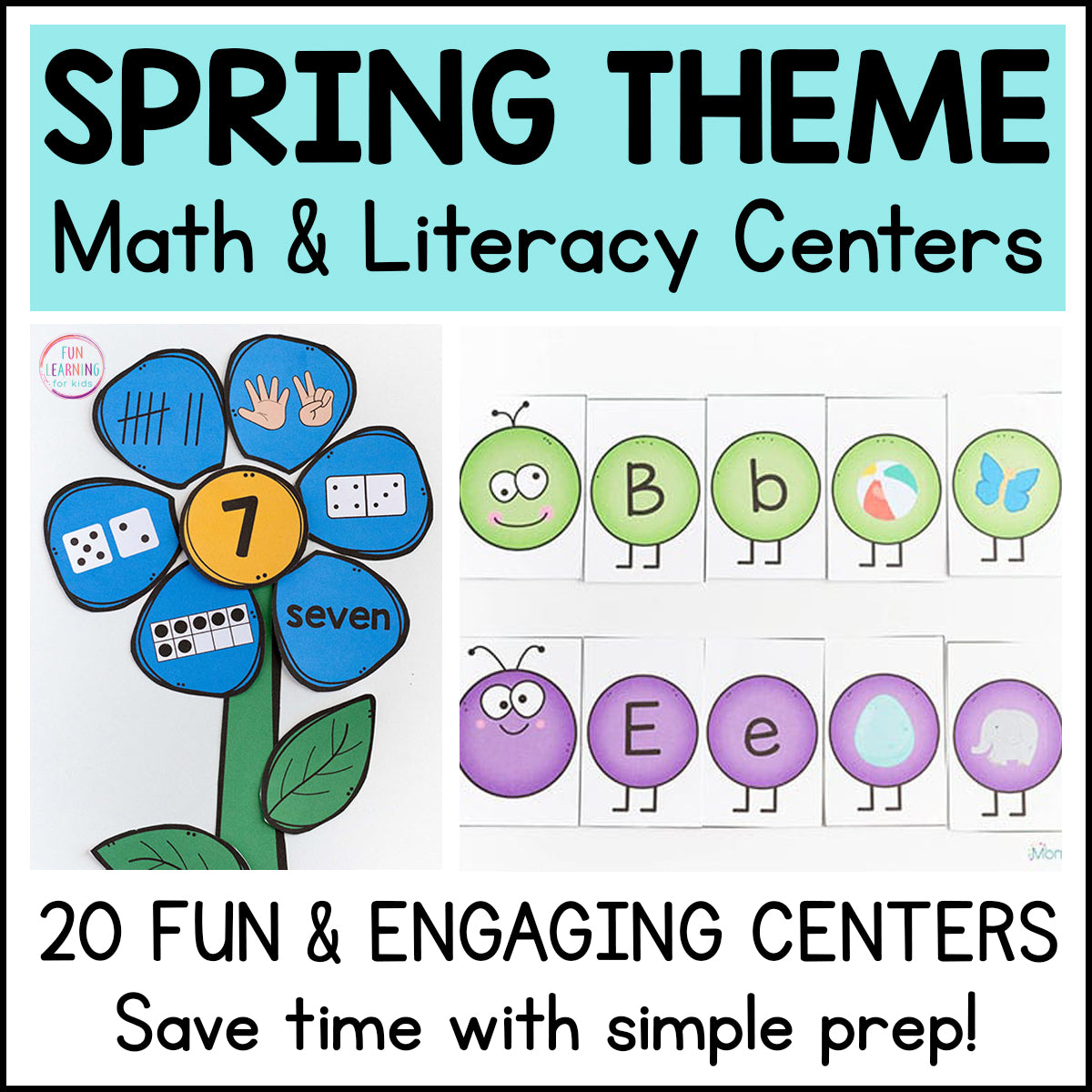 Spring Math and Literacy Centers Bundle for Preschool, Pre-K and Kindergarten