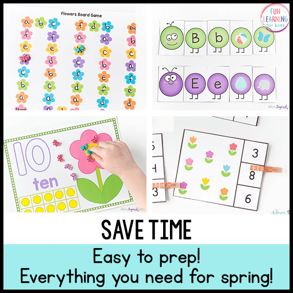 Spring Math and Literacy Centers Bundle for Preschool, Pre-K and Kindergarten