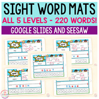 Superhero Sight Word Mats Bundle | 220 Sight Words | Google Slides and Seesaw