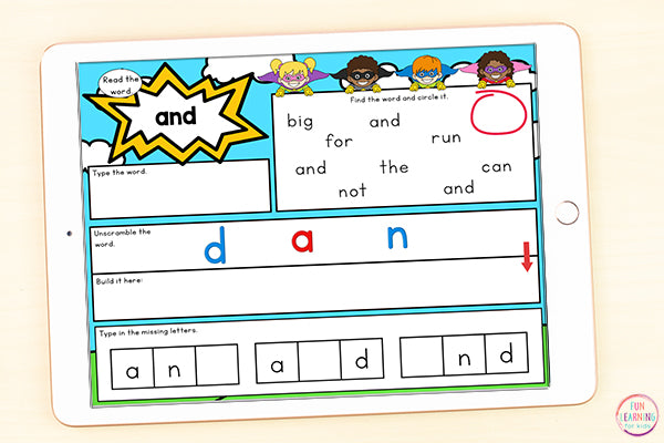 Superhero Sight Words Mat Pre-Primer / Pre-K - Google Slides & Seesaw