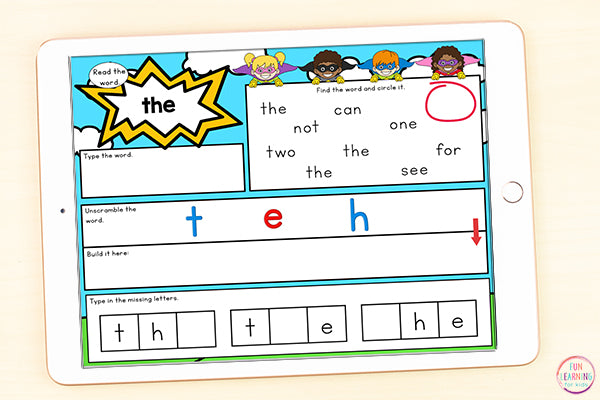 Superhero Sight Words Mat Pre-Primer / Pre-K - Google Slides & Seesaw