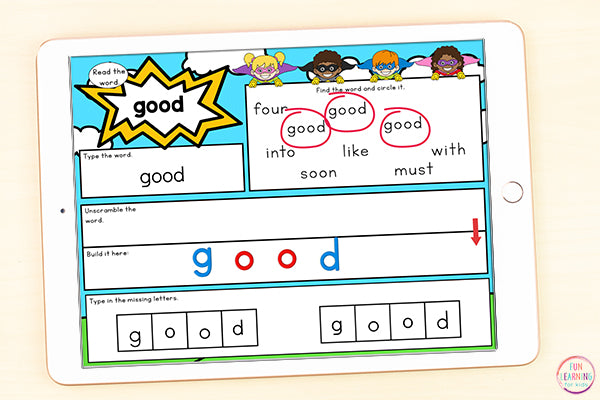 Superhero Sight Word Mats Primer / Kindergarten - Google Slides