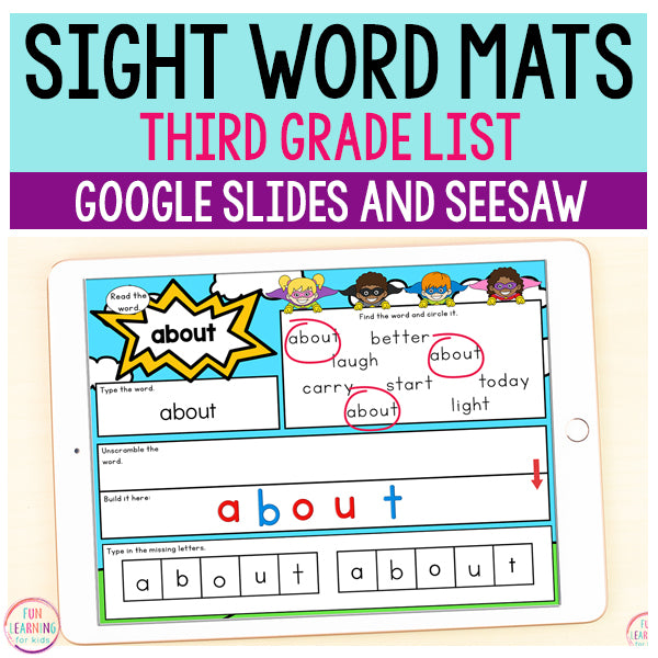 Superhero Sight Word Mats Third Grade - Google Slides & Seesaw