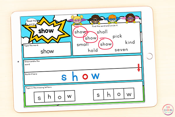 Superhero Sight Word Mats Bundle | 220 Sight Words | Google Slides and Seesaw