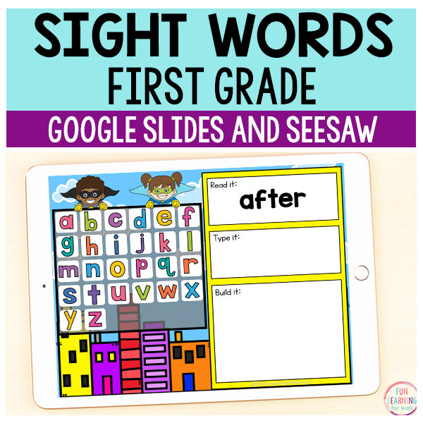 Superhero Sight Words First Grade - Google Slides & Seesaw