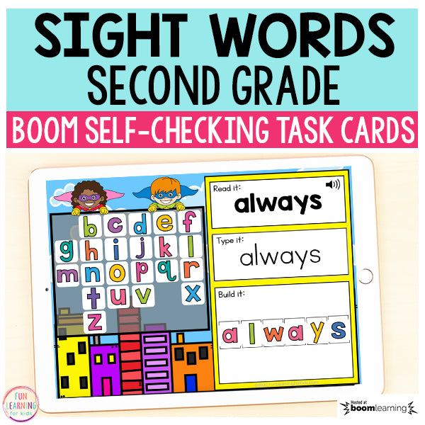 Superhero Sight Words Second Grade Boom Cards™ | Digital Task Cards
