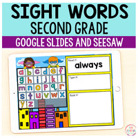 Superhero Sight Words Second Grade - Google Slides & Seesaw