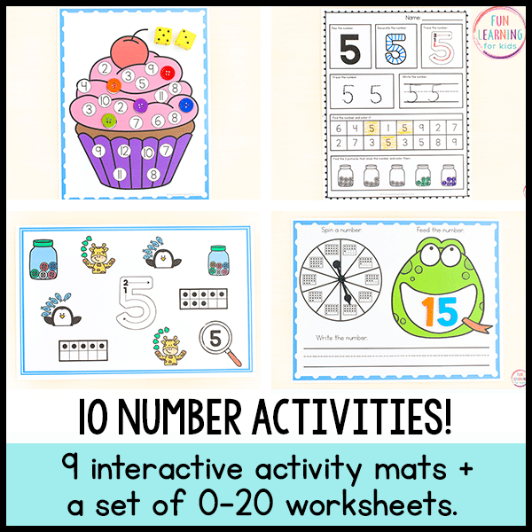 Number Mats and Number Worksheets - NO PREP Number Sense Activities