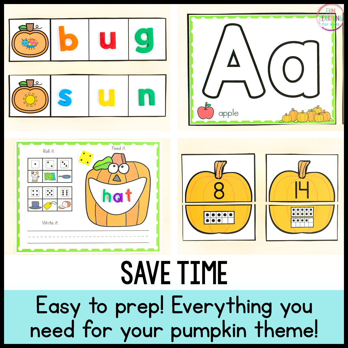 Pumpkin Theme Fall Math and Literacy Centers for Preschool, Pre-K & Kindergarten