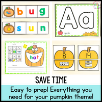 Pumpkin Theme Fall Math and Literacy Centers for Preschool, Pre-K & Kindergarten