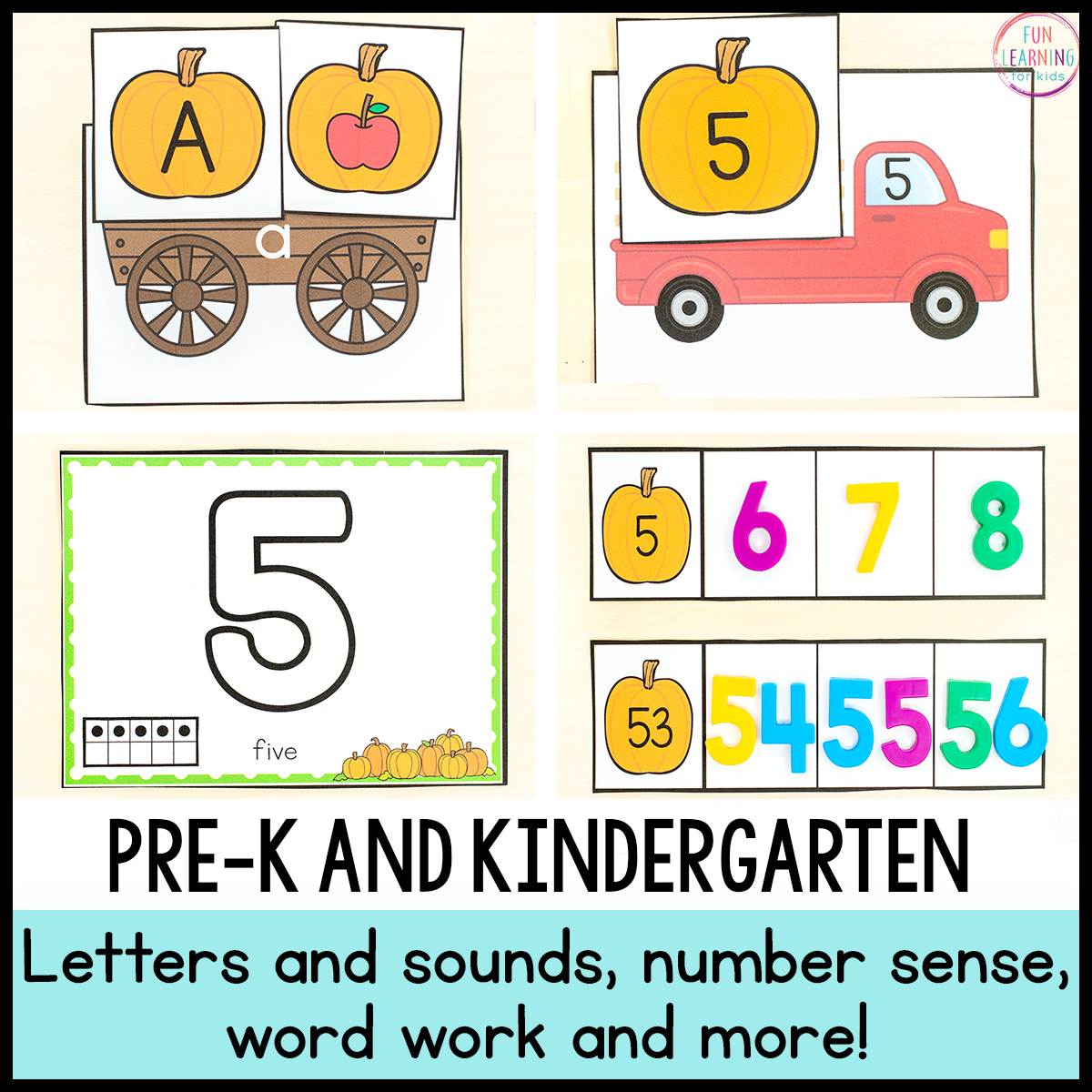 Pumpkin Theme Fall Math and Literacy Centers for Preschool, Pre-K & Kindergarten