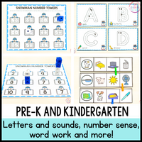 Snowman Theme Math & Literacy Centers for Preschool, Pre-K & Kindergarten