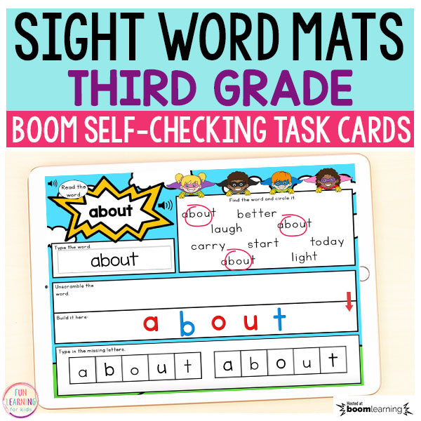 Superhero Sight Word Mats Third Grade - Boom Cards™